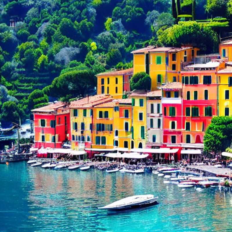 Portofino, Itália, banhada pelo sol primaveril: um cenário deslumbrante de casas coloridas e o mar azul-turquesa, perfeito para uma viagem inesquecível de férias na primavera.