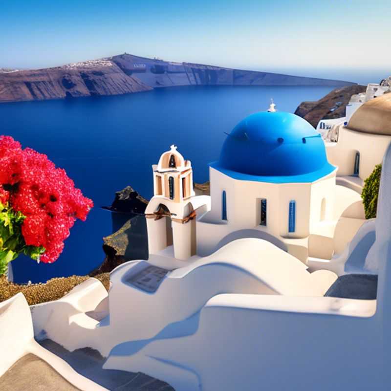 Here are a few options for alt text in Spanish for an image of Santorini, Greece in an article about the cost of visiting: