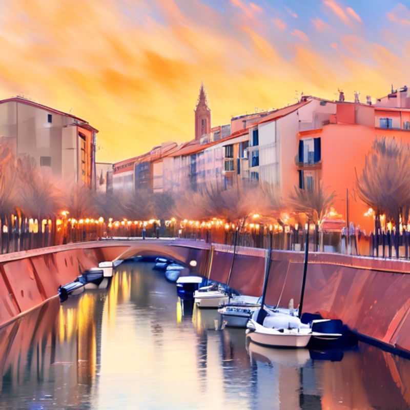 Two intrepid couples from The Group Traveler, bundled up against the crisp winter air, strolling through the charming streets of Perpignan, France, eager to uncover the hidden gems and local stories that make this city a captivating destination, even in the colder months.