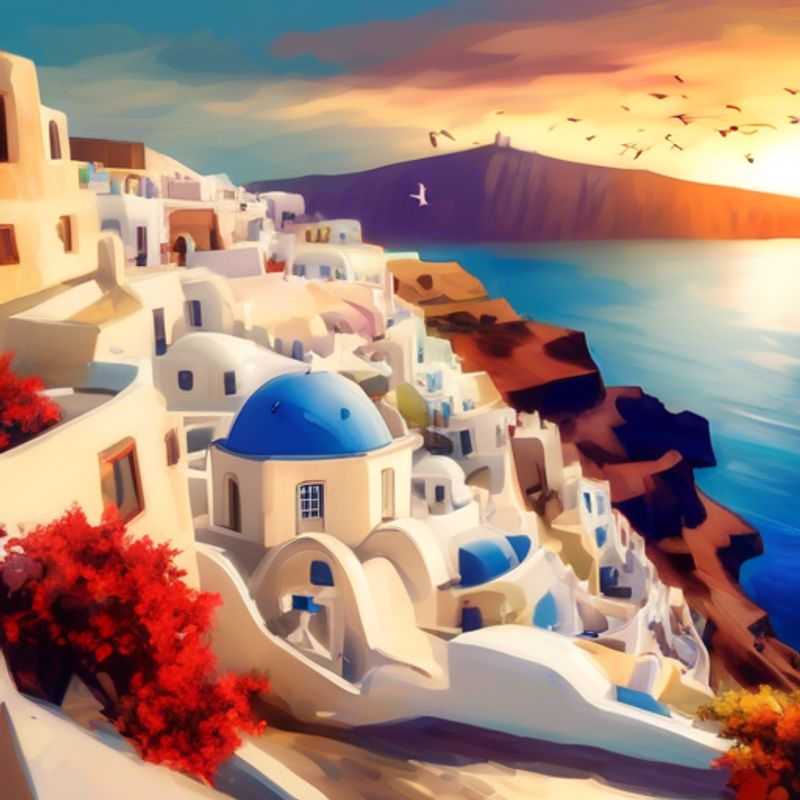 Here are a few options for alt text in Spanish for an image of Santorini, Greece in an article about the cost of visiting: