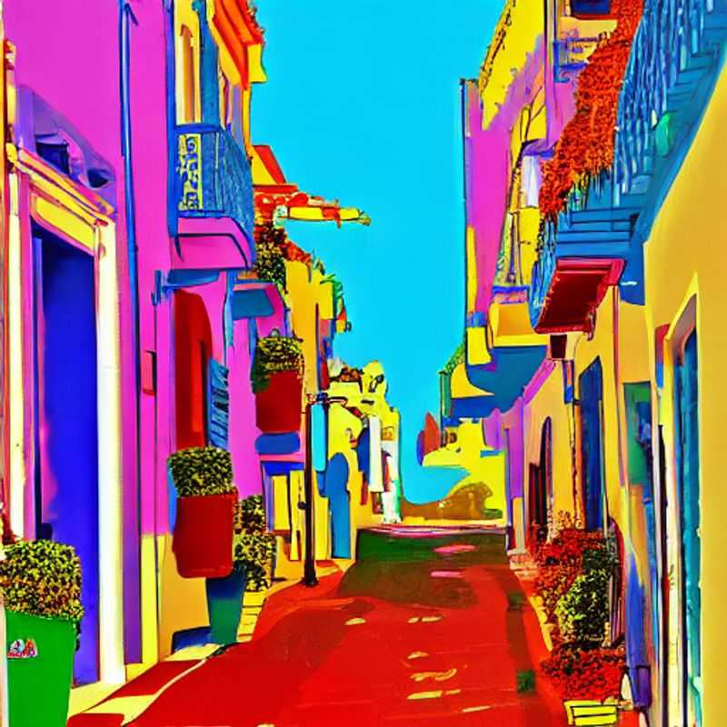 Nafplio, Grèce, au printemps : maisons colorées et ciel bleu azur.