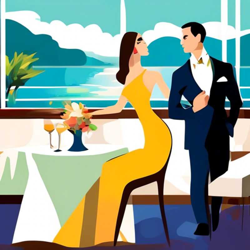 Elegant formal attire displayed for cruise dinners, featuring a stylish evening gown and a classic tuxedo, showcasing the perfect blend of sophistication and comfort for a memorable dining experience at sea.