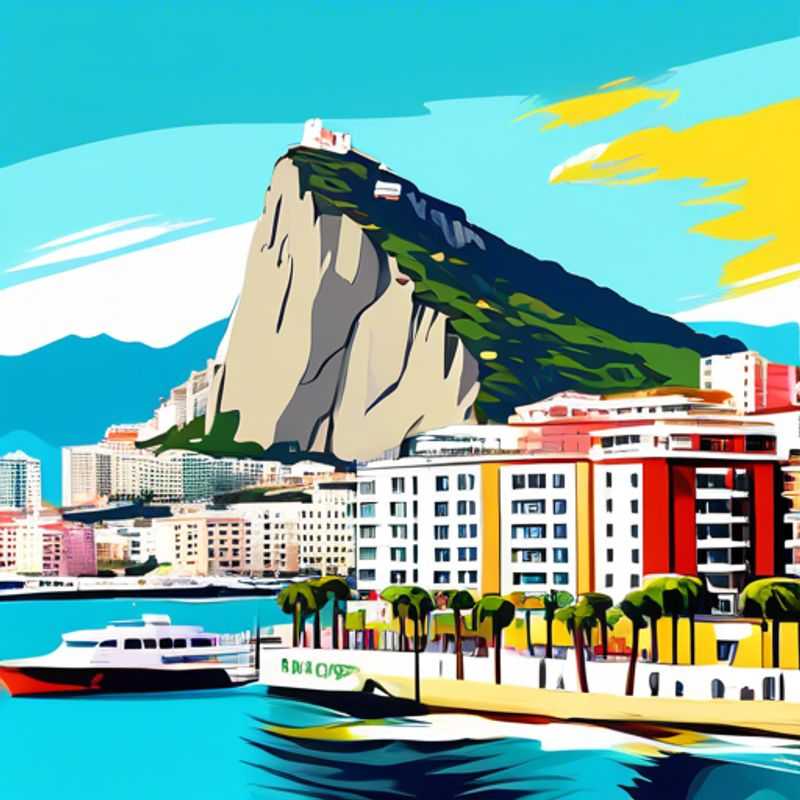 The Adventurer, a solo traveler, stands in awe before the mighty Rock of Gibraltar, a geological wonder that has weathered the tides of history, as they embark on a 3-week exploration of this captivating territory during the vibrant spring season.