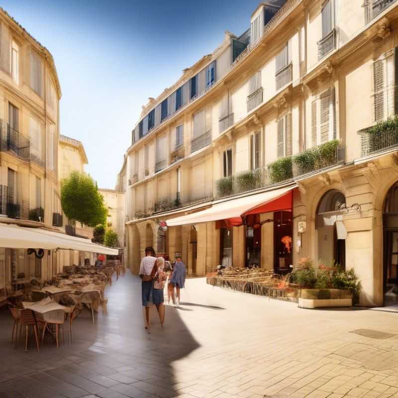 Two budget-savvy couples immersing themselves in the vibrant, sun-drenched streets of Montpellier, France, during their 2-week spring adventure as The Budget Travelers, discovering the city's charming plazas, historic architecture, and lively local culture.