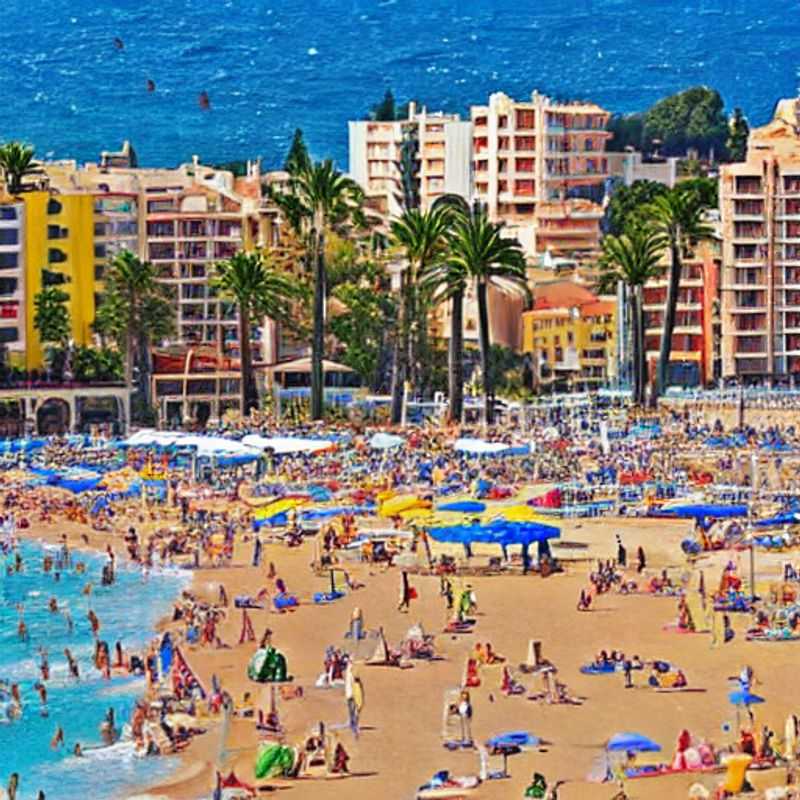 Lloret de Mar, Espagne, ensoleillée au printemps : ambiance festive sur la plage.