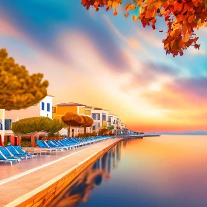 A solo traveler, The Weekend Traveler, strolling through the charming streets of Kalamata, Greece, surrounded by the warm hues of autumn, on a captivating one-week journey during the fall season.