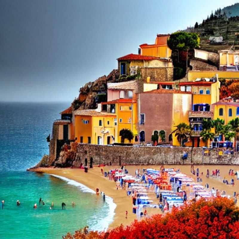 Cefalù, Sicile, ensoleillée au printemps : vue imprenable sur la ville et sa plage.