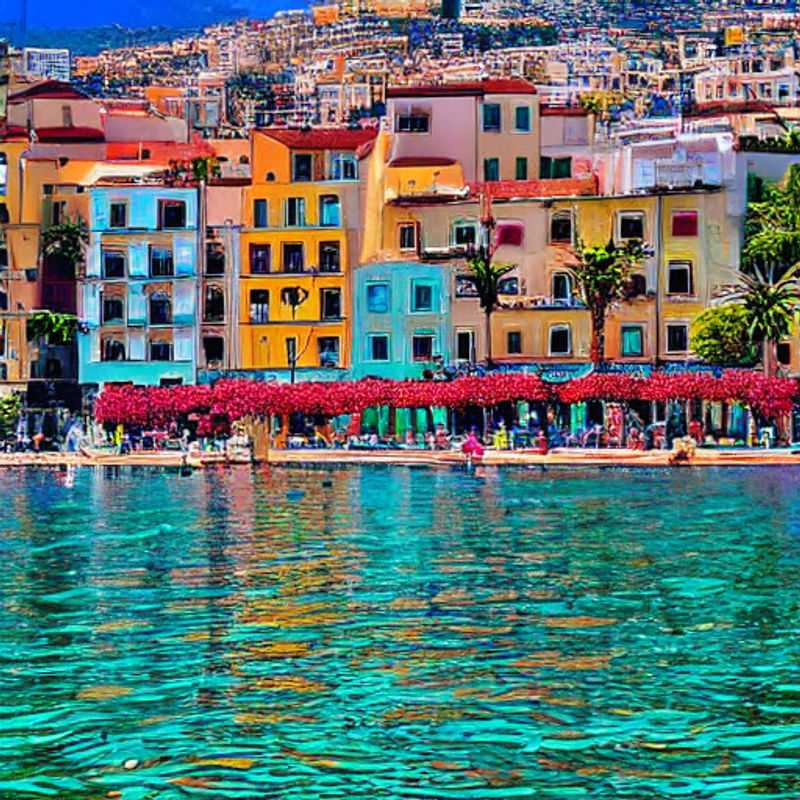 Salerne, Italie, ensoleillée au printemps : vue pittoresque de la ville côtière.
