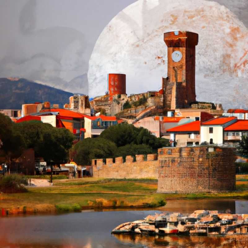 Two couples bundled up against the winter chill, strolling through the historic streets of Perpignan, France, on their 5-day winter adventure, discovering the city's rich cultural heritage and hidden gems.