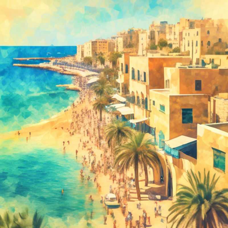 Trois couples profitant de la beauté pittoresque de l'ancienne ville de Jaffa, en Israël, lors de leur escapade estivale de 5 jours, en tant que The Staycationer.