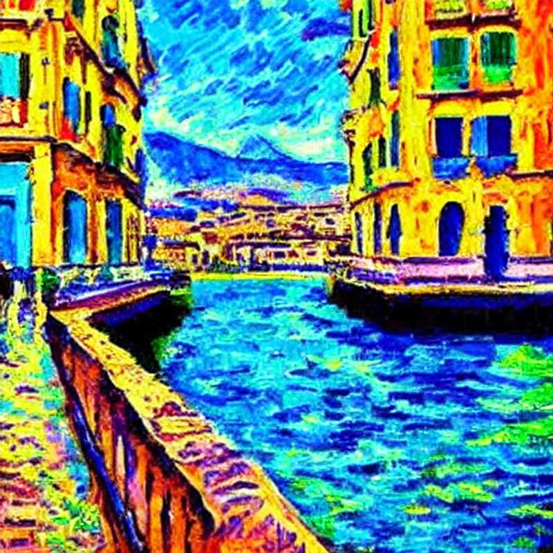 Naples, Italy, bathed in the warm spring sunshine: vibrant cityscape with Mount Vesuvius in the background.
