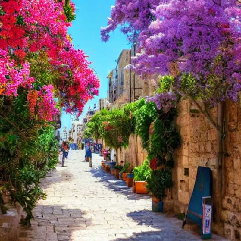 Jaffa, Israël, au printemps : maisons colorées et atmosphère animée.