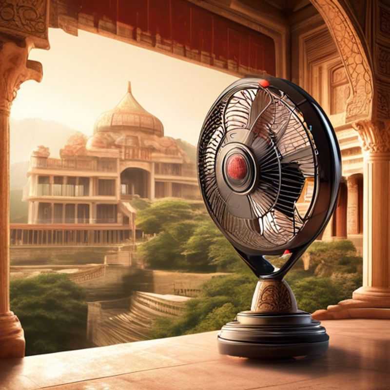 A close-up view of a sleek, modern portable fan, showcasing its compact design and powerful airflow, perfect for keeping cool on the go.