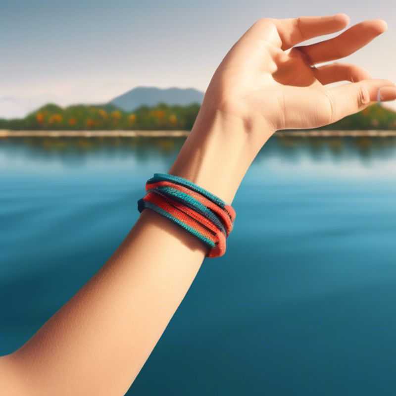 Close-up shot of a pair of seasickness wristbands, showcasing their simple yet effective design, offering relief for those prone to motion sickness.