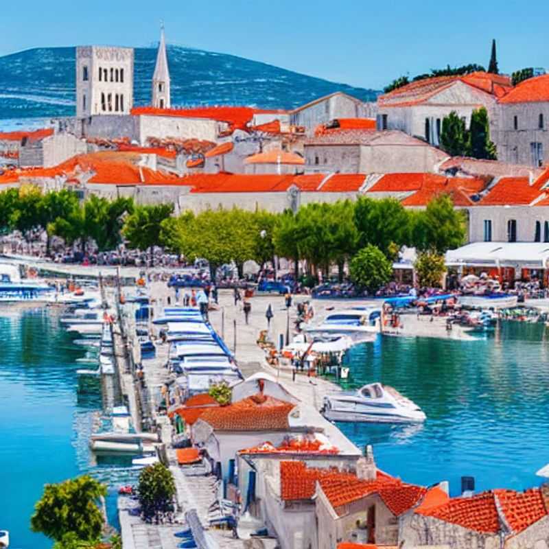 Split, Croatie, ensoleillée au printemps : vue imprenable sur le Palais de Dioclétien et la côte scintillante.