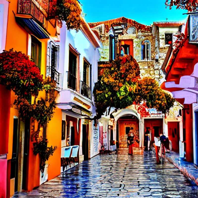 Nafplio, Grèce, au printemps : maisons colorées et ciel bleu azur.