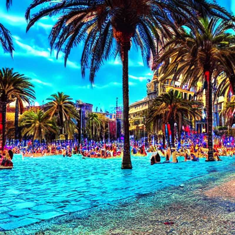 Barcelone ensoleillée au printemps : ambiance festive sur la plage de Barceloneta.