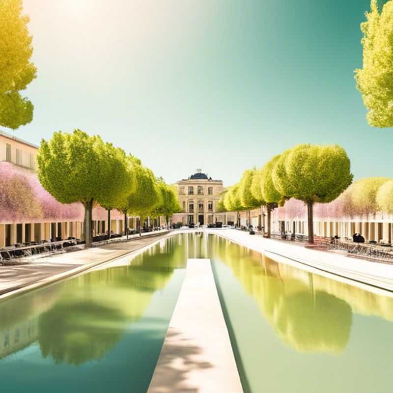 Two budget-savvy couples immersing themselves in the vibrant, sun-drenched streets of Montpellier, France, during their 2-week spring adventure as The Budget Travelers, discovering the city's charming plazas, historic architecture, and lively local culture.