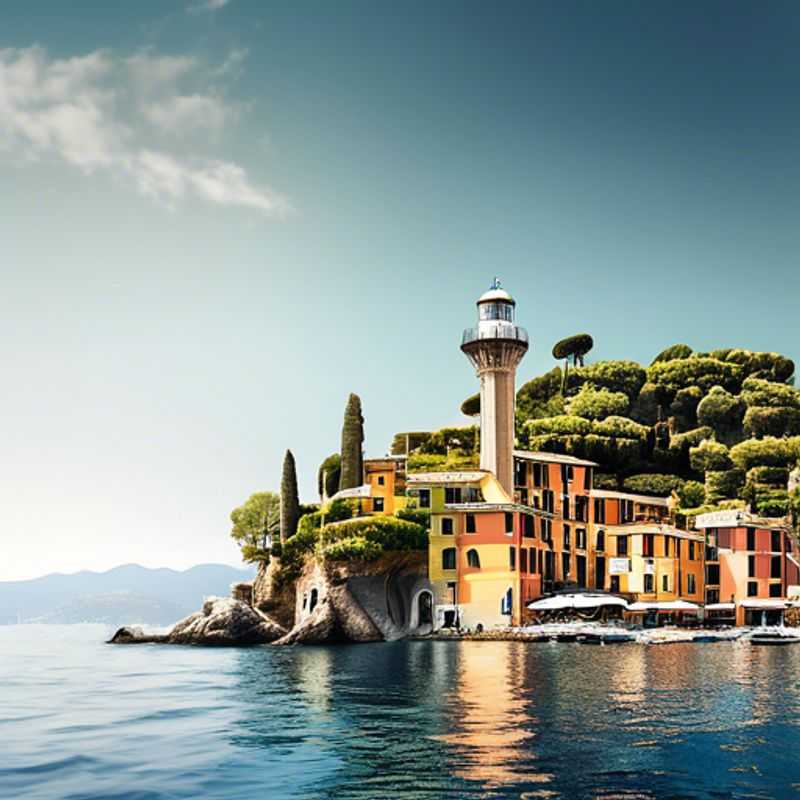 A solo traveler, the Social Media Traveler, strolling through the colorful, picturesque harbor of Portofino, Italy, soaking in the vibrant Mediterranean charm on their 5-day summer adventure.
