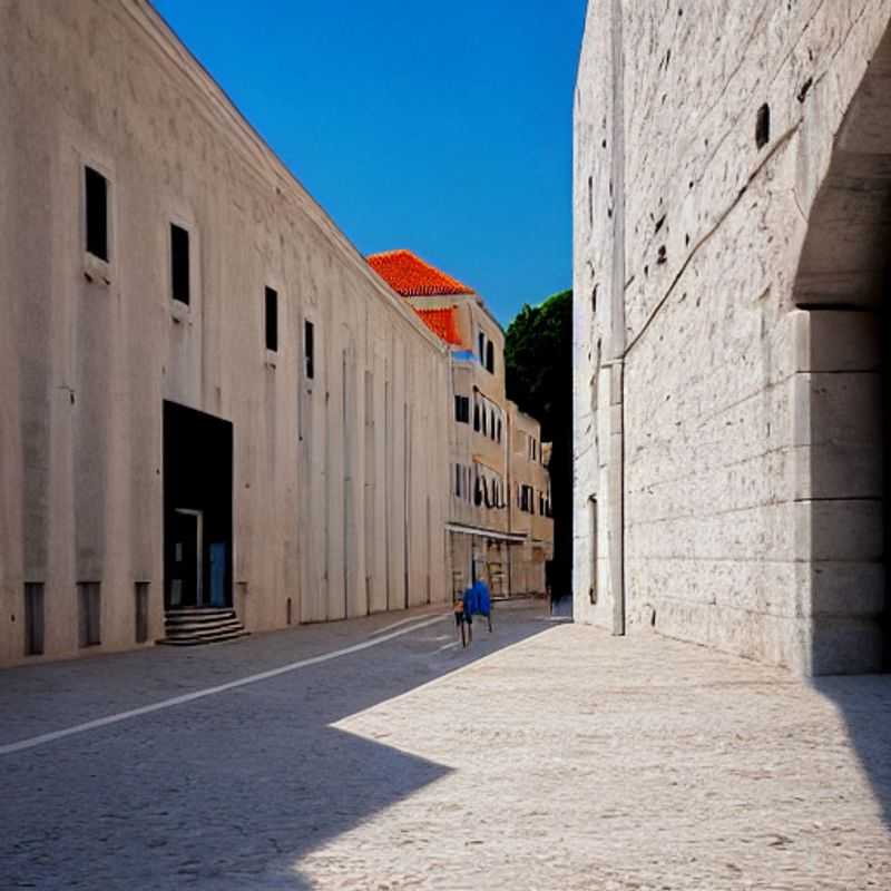 Zadar, Croatie, au printemps : une vue ensoleillée des remparts et de la mer Adriatique.
