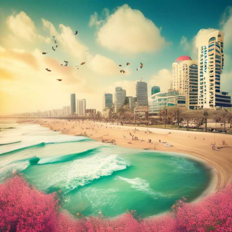 Two intrepid cultural explorers strolling through the vibrant, sun-drenched streets of Tel-Aviv, Israel, immersed in the rich tapestry of history, art, and culinary delights during their 2-week spring adventure.