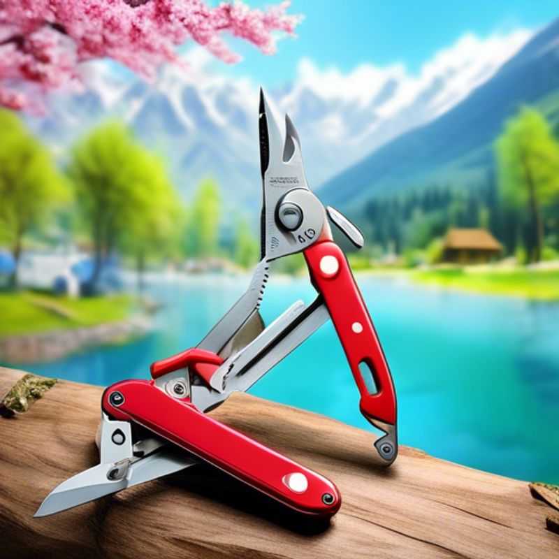 A close-up shot of a multi-tool or Swiss Army Knife, showcasing its various tools and compact design, ready for any adventure.