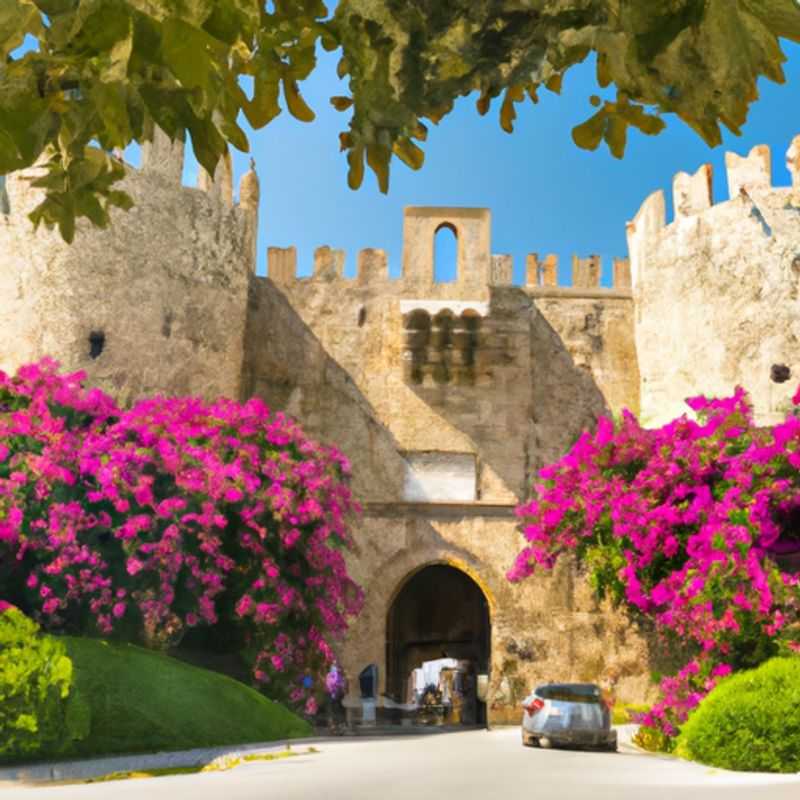 A solo traveler basking in the golden glow of the setting sun, casting an enchanting aura over the ancient Acropolis of Rhodes, Greece, during their captivating 4-day summer adventure.