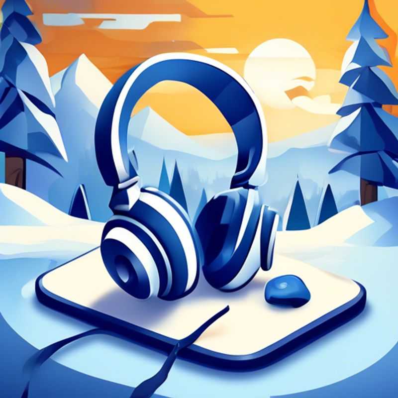 Close-up of sleek headphones or earbuds, highlighting their design and features, ready for a musical journey.