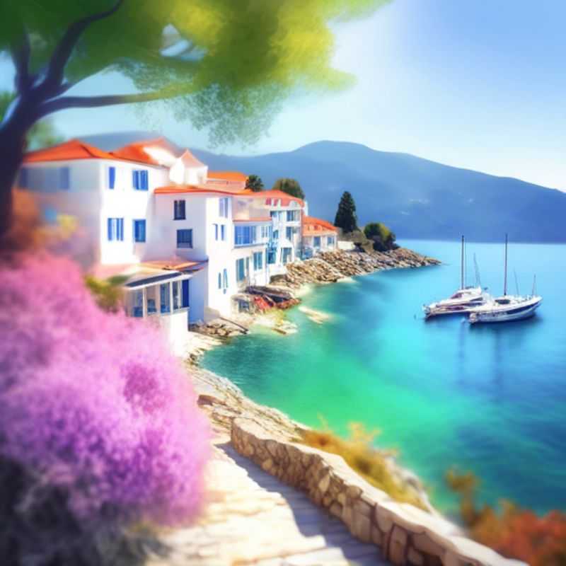 A family of The Festivalgoers exploring the charming, sun-dappled streets of Skopelos, Greece, surrounded by the island's lush greenery and vibrant spring blooms, during their 4-day adventure.