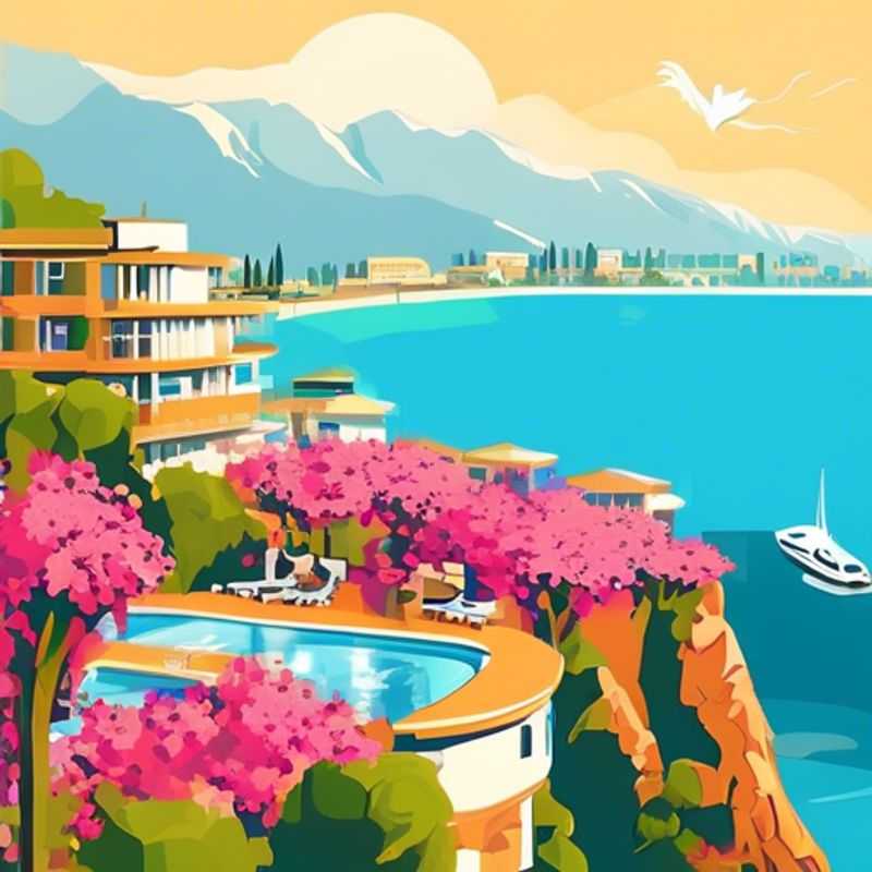 Una familia con niños disfrutando de la impresionante vista del puerto antiguo de Antalya, Turquía, durante su viaje de 2 semanas en primavera como grupo de viajeros.