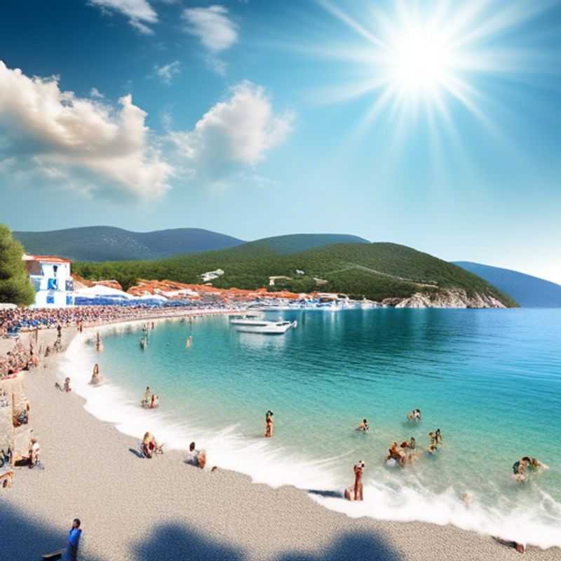 A family of The Festivalgoers exploring the charming, sun-dappled streets of Skopelos, Greece, surrounded by the island's lush greenery and vibrant spring blooms, during their 4-day adventure.