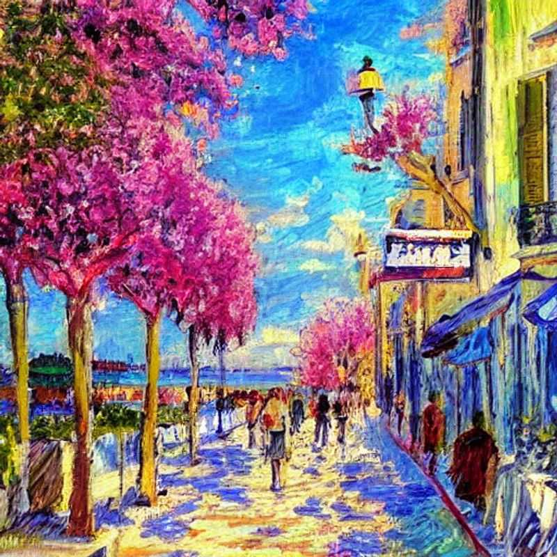 Vue printanière ensoleillée de Cannes, France, capturant l'ambiance vibrante et festive de la ville pendant le Spring Break.