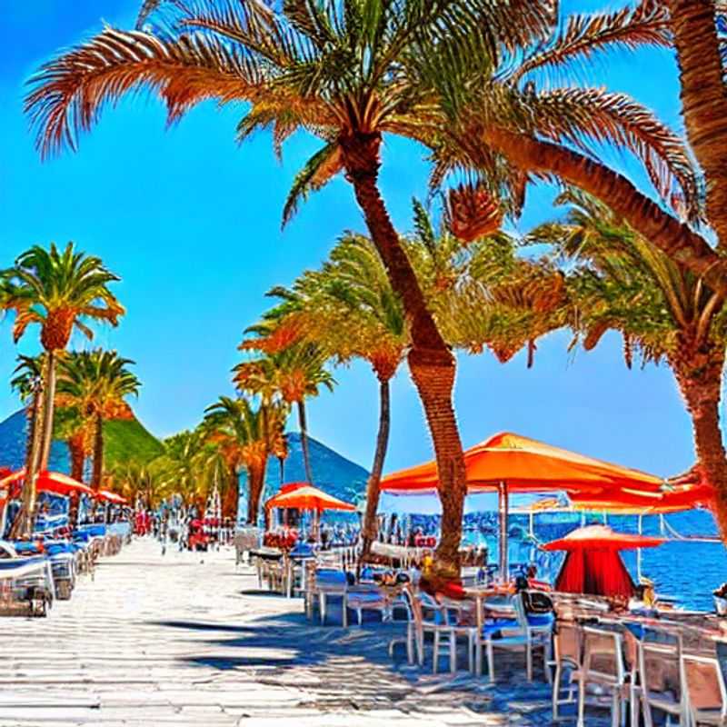 Deux couples profitant du magnifique paysage de Bodrum, Turquie, sous le soleil printanier lors de leur escapade pendant les vacances de printemps.