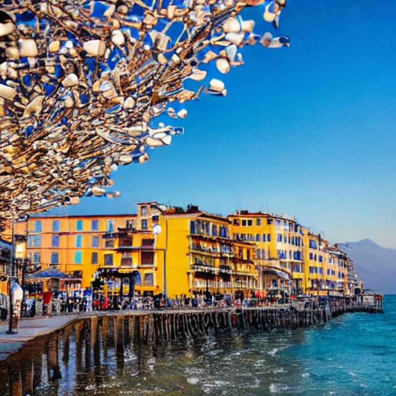 Viareggio au printemps : Une vue pittoresque des plages dorées baignées par le soleil, promettant des vacances de printemps inoubliables sur la côte toscane.