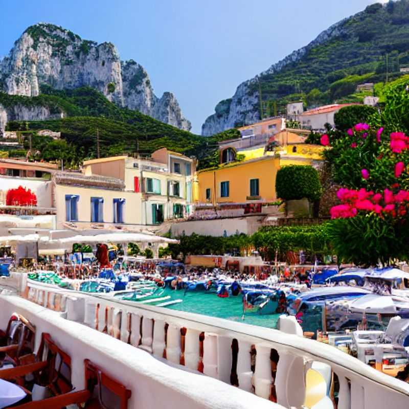 Deux vacanciers profitant du soleil printanier à Capri, Italie, avec vue imprenable sur les Faraglioni et la mer turquoise. Découvrez les activités incontournables de Capri pendant le Spring Break !