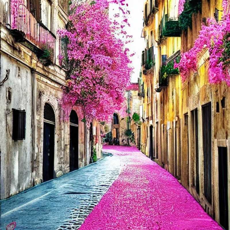 Deux amis découvrent les couleurs vibrantes et l'ambiance ensoleillée du printemps à Palerme, Italie, pendant leurs vacances. (Two friends discovering the vibrant colors and sunny atmosphere of spring in Palermo, Italy, during their vacation.)