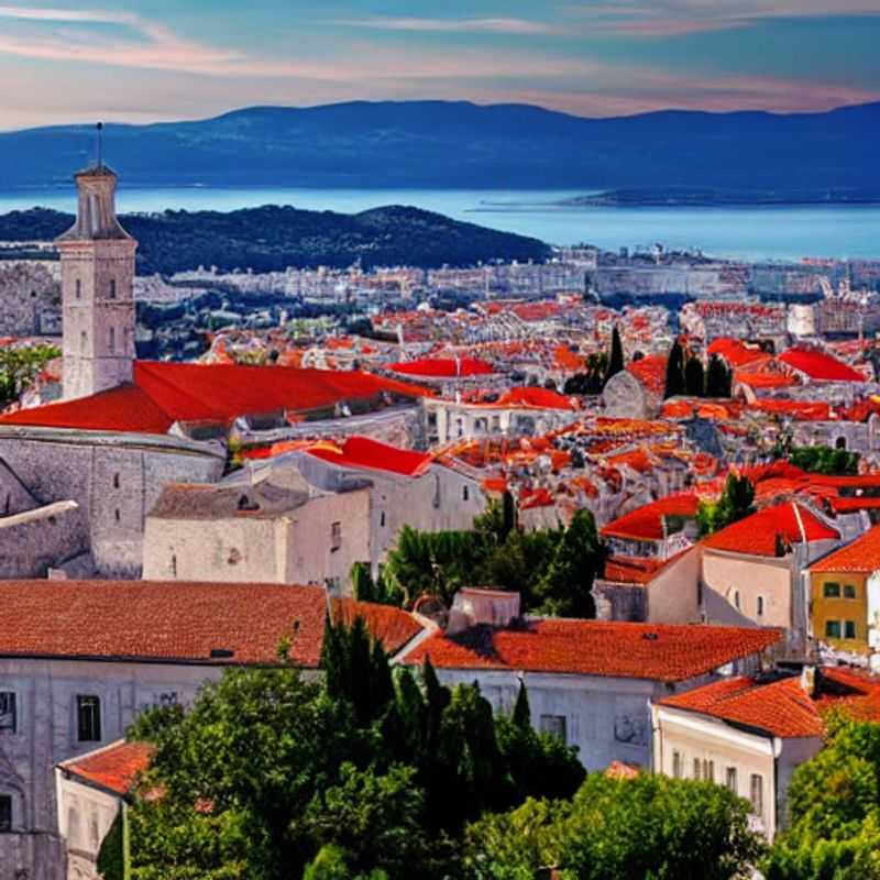 Deux jeunes explorateurs découvrent le charme printanier du Palais de Dioclétien à Split, Croatie, un décor parfait pour une pause printanière inoubliable.
