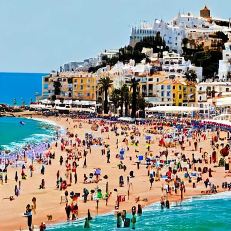 Deux jeunes exploratrices, capturées par la magie de Sitges au printemps, contemplant les eaux azur depuis les remparts ensoleillés, un avant-goût de l'aventure qui les attend. (Two young explorers, captivated by the magic of Sitges in spring, contemplating the azure waters from the sun-drenched ramparts, a taste of the adventure that awaits them.)
