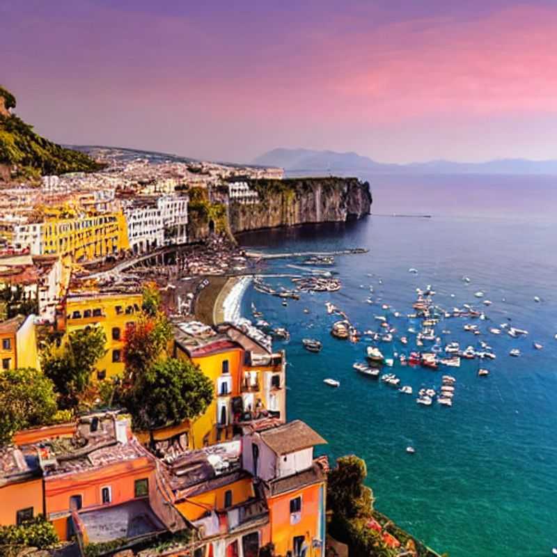 Soleil printanier sur Sorrente! Vue pittoresque des falaises et de la mer Tyrrhénienne, parfaite pour une escapade de vacances de printemps inoubliable. (Spring sun on Sorrento! Picturesque view of the cliffs and the Tyrrhenian Sea, perfect for an unforgettable spring break getaway.)