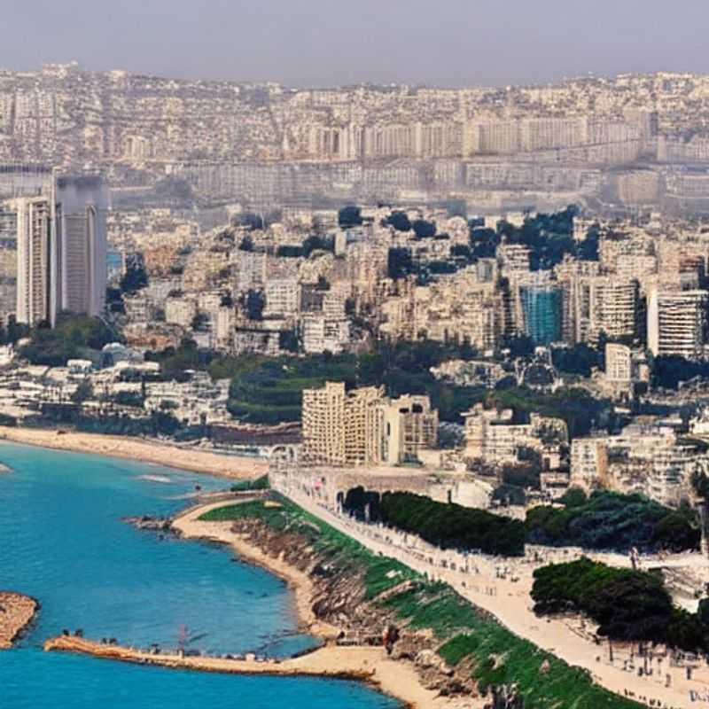 Spring break blooms in Haifa! Two friends soak up the Mediterranean sun, with the vibrant Baha'i Gardens cascading down the mountainside behind them. Adventure (and maybe some delicious hummus) awaits!