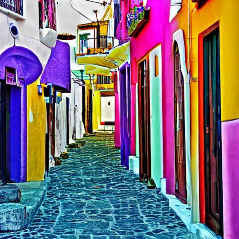 Deux amis explorant le charme printanier de Réthymnon, Grèce, avec ses ruelles fleuries et son port vénitien pittoresque, une destination idéale pour les vacances de printemps!