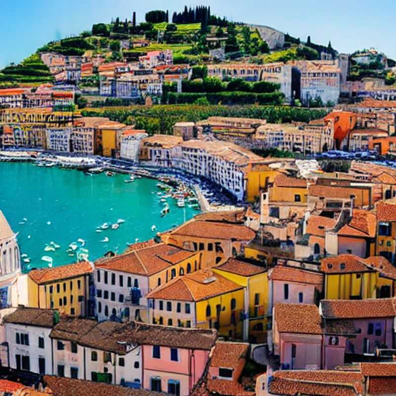 Deux touristes admirant le port pittoresque d'Ancône, Italie, baigné par la lumière printanière, lors de leur escapade printanière.