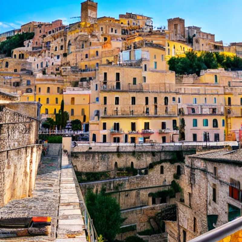 Deux amis savourent le charme baroque de Modica, Italie, baignée de soleil printanier, pendant leur escapade de vacances de Pâques. (Two friends savoring the baroque charm of Modica, Italy, bathed in spring sunshine, during their Easter break getaway.)