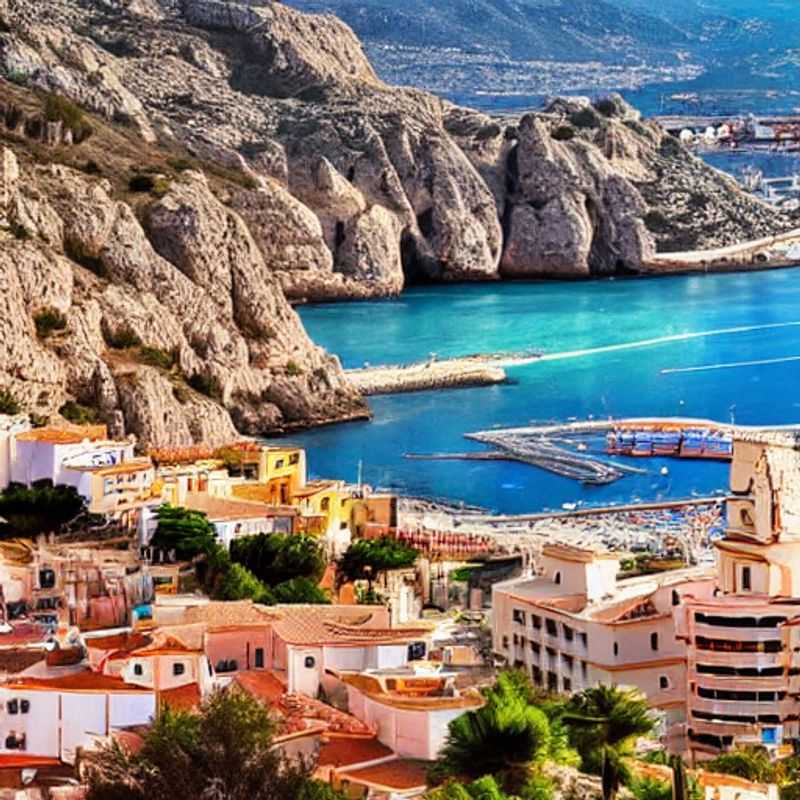 Vue pittoresque d'Alicante, Espagne, baignée par la lumière printanière, avec la mer Méditerranée scintillante et le château de Santa Bárbara dominant la ville – idées pour des vacances de printemps inoubliables.