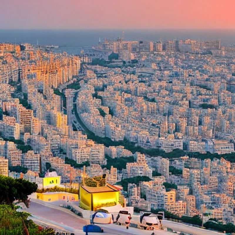 Spring break blooms in Haifa! Two friends soak up the Mediterranean sun, with the vibrant Baha'i Gardens cascading down the mountainside behind them. Adventure (and maybe some delicious hummus) awaits!