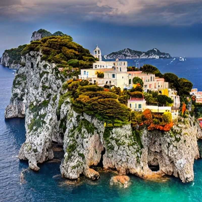 Deux jeunes femmes, rayonnantes de bonheur, explorant les Faraglioni emblématiques de Capri, sous le soleil printanier, une aventure inoubliable pour leur voyage de vacances de printemps en Italie.