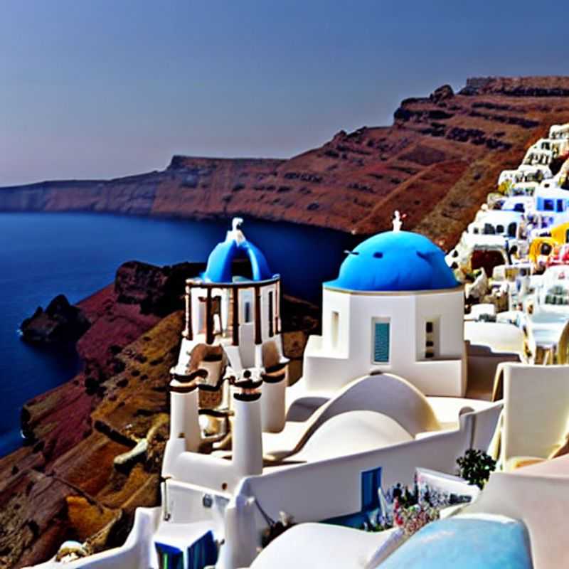 Casais brindando com taças de vinho branco local, com a icônica paisagem de Santorini banhada pelo sol da primavera e suas casas brancas cintilantes ao fundo, desfrutando de um momento perfeito nas férias de primavera.
