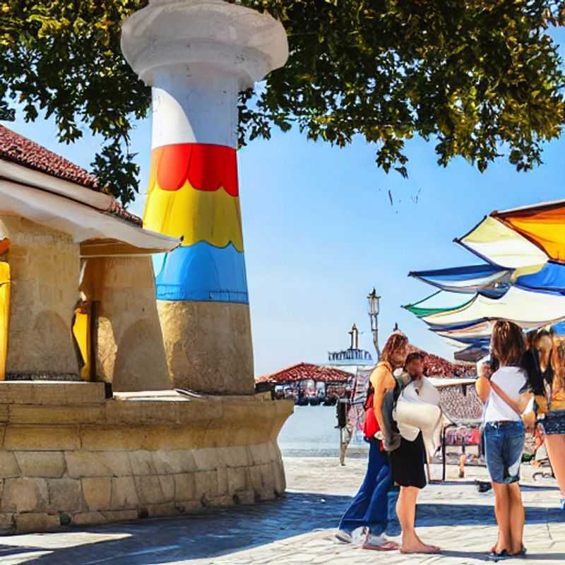 Des vacanciers profitant du soleil printanier sur la plage de Burgas, Bulgarie, un cadre idyllique pour une escapade relaxante pendant les vacances de printemps.
