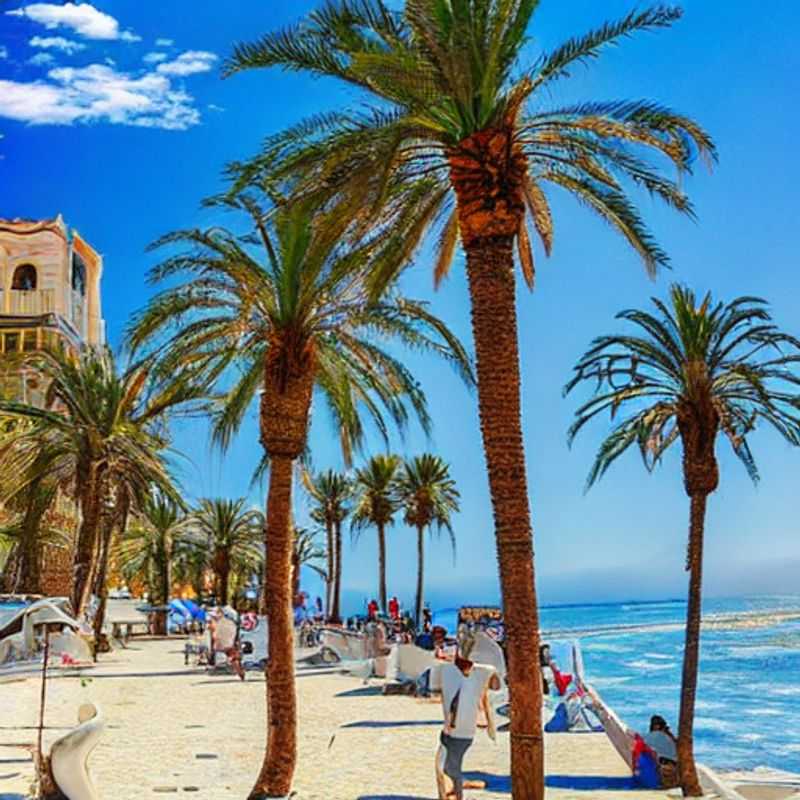 Deux amis profitant du soleil printanier sur la plage de Limassol, Chypre, avec la mer Méditerranée scintillante en toile de fond - le paradis pour les vacances de Pâques!