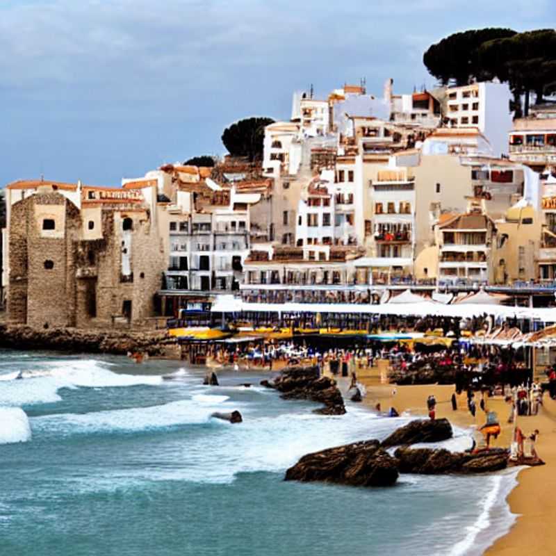 Deux personnes se détendant sur une plage ensoleillée de Sitges, Espagne, pendant les vacances de printemps.